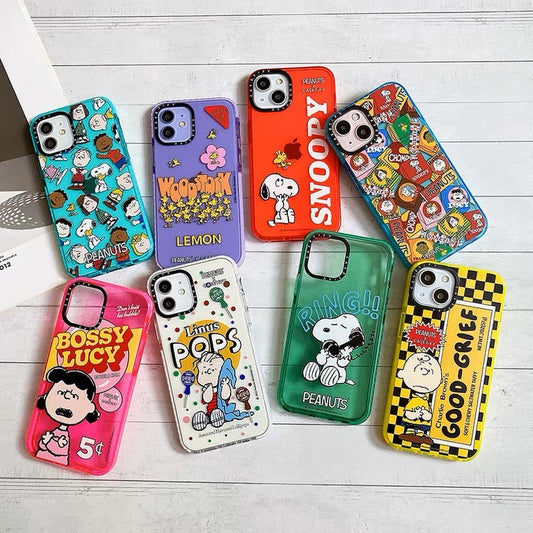 Cartoon Design Cute White Dog and Friends Charlie Sally Linus Colourful iPhone Case 6 7 8 PLUS SE XS XR X 11 12 13 14 15 Pro Pro Max KawaiiGiftLand