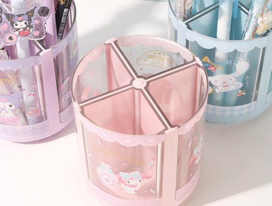 Sanrio My Melody Kuromi Cinnamoroll Spin Pen Holder Stationery Stand KawaiiGiftLand