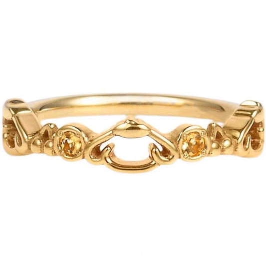 Sanrio Pompompurin with Yellow Stone 925 Sterling Golden Ring with Ring Box KawaiiGiftLand