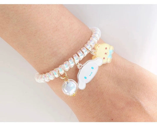 Sanrio Hello Kitty My Melody Kuromi Cinnamoroll Pompompurin Pochacoo Hair Tie Bobble & Bracelet KawaiiGiftLand