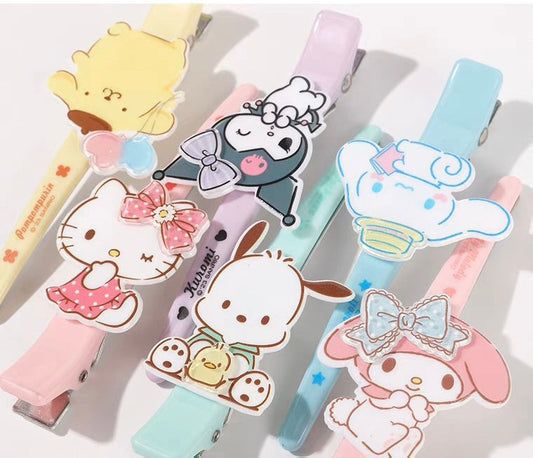 Sanrio Acrylic Big Long Hair Clip My Melody Kuromi Cinnamoroll Pompompurin KawaiiGiftLand