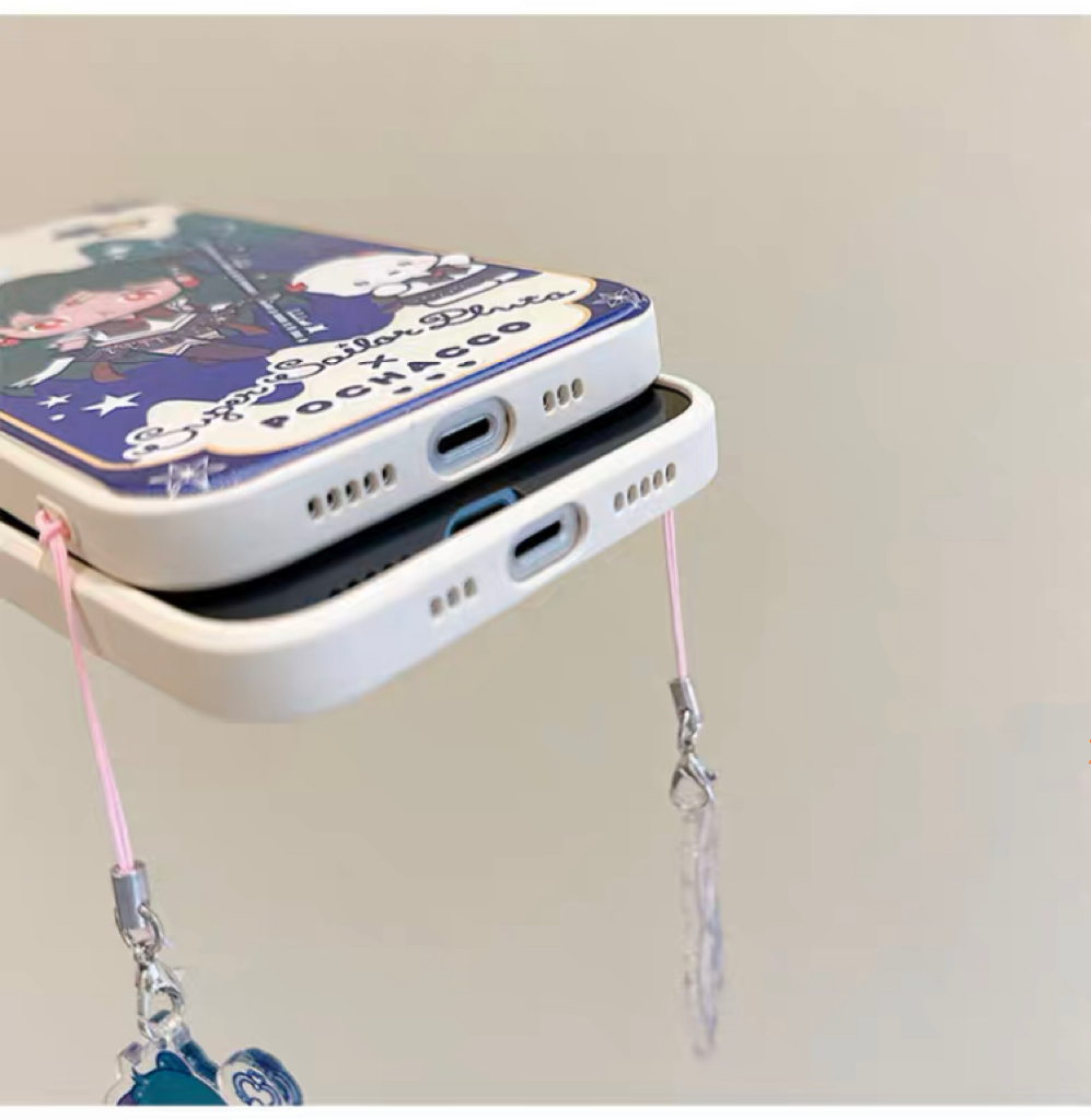 White Japanese Cartoon Sailor Girl X Little Twin Stars Piano PC iPhone Case 6 7 8 PLUS SE2 XS XR X 11 12 13 14 15 16 Pro Promax 12mini 13mini KawaiiGiftLand