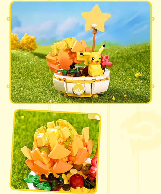 Pokemon Pikachu Flowerpot Potted Plant Building Blocks Toy Collections KawaiiGiftLand
