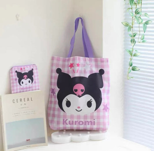 Tote Bag with Pouch Pocket Kuromi KeroKeroKeroppi Pochacco Bad Badtz Maru KawaiiGiftLand