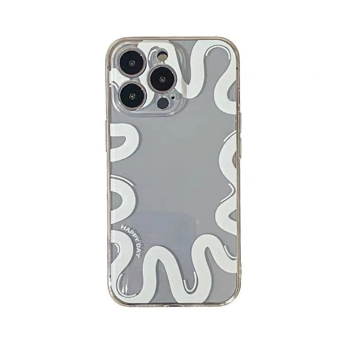 Korea Style Ice Blue Line Happy Day iPhone Case 6 7 8 PLUS SE2 XS XR X 11 12 13 14 15 Pro Promax 12mini 13mini KawaiiGiftLand