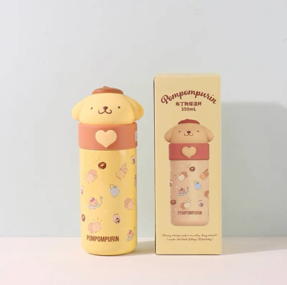 Sanrio Big Head with Heart | Hello Kitty My Melody Kuromi Cinnamoroll Pompompurin Pochacco Hangyodon - 304 316 Stainless Steel Tumbler Water Bottle Lovely Warm Cool Cup KawaiiGiftLand