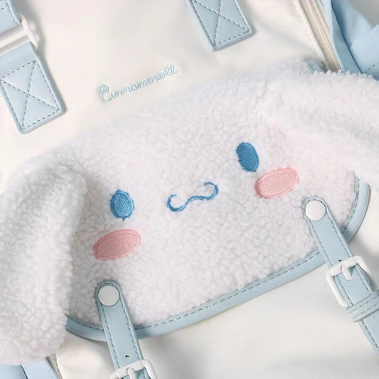Sanrio Kuromi Cinnamoroll 2 ways Backpack Fluffy Face can put in Laptop KawaiiGiftLand