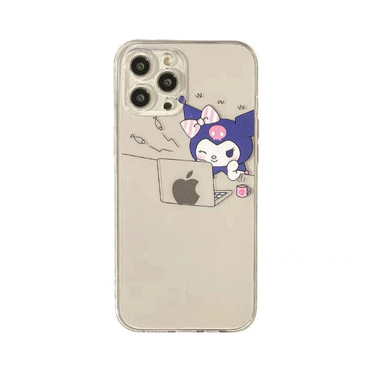 Japanese Cartoon KU Working Happily iPhone Case 6 7 8 PLUS SE2 XS XR X 11 12 13 14 15 16 Pro Promax 12mini 13mini KawaiiGiftLand