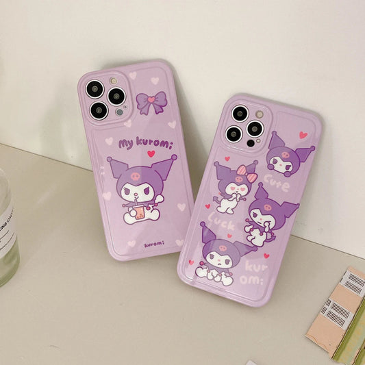 Japanese Cartoon KU Purple Soft iPhone Case 11 12 13 14 15 Pro Promax KawaiiGiftLand