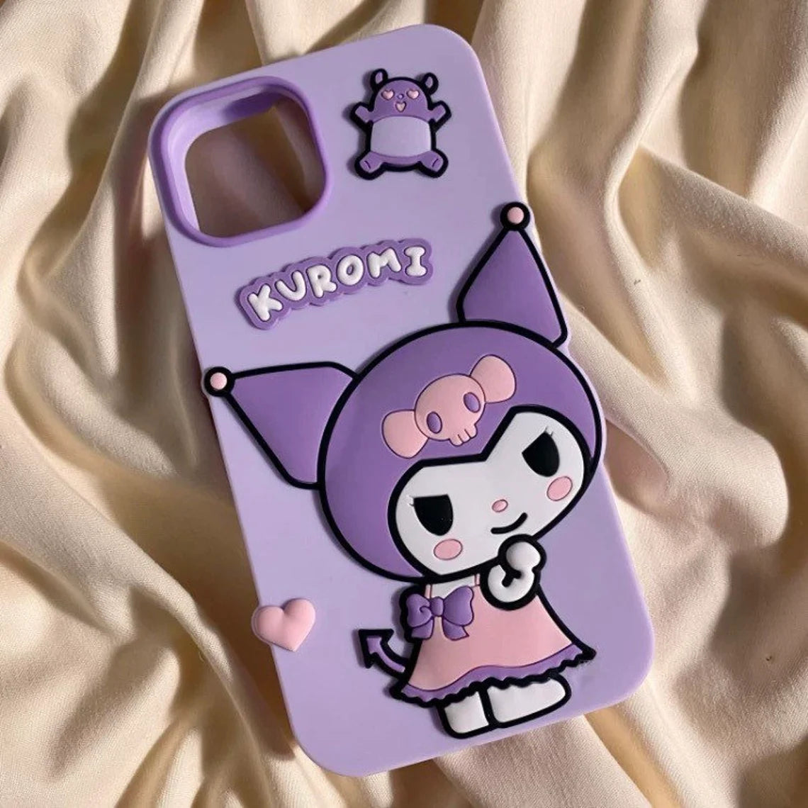 Japanese Cartoon Big KU Light Purple Soft iPhone Case 11 12 13 14 15 Pro Promax KawaiiGiftLand