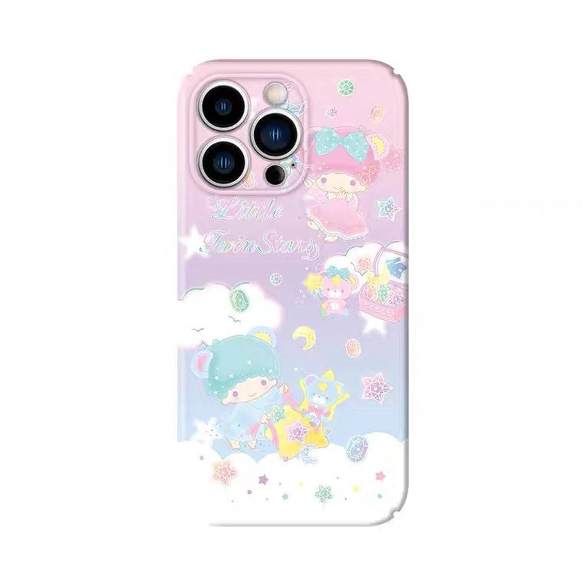 Japanese Cartoon Little Twin Stars on Clouds iPhone Case XS XR X 11 12 13 14 15 Pro Promax KawaiiGiftLand
