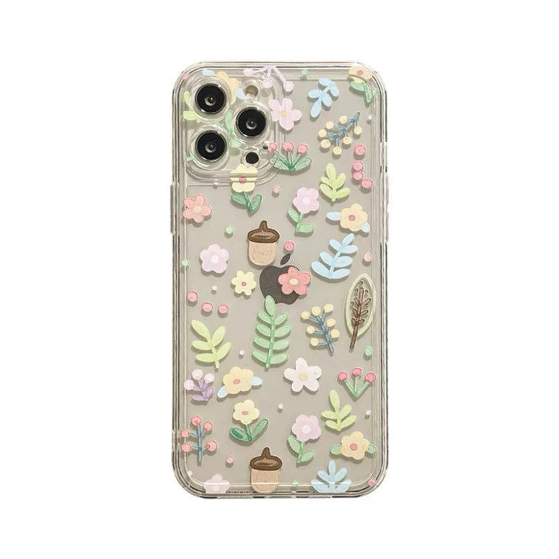 Flowers with Pine Cones Forest iPhone Case 6 7 8 PLUS SE2 XS XR X 11 12 13 14 15 Pro Promax 12mini 13mini KawaiiGiftLand