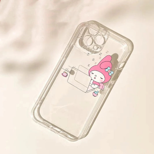 Japanese Cartoon MM Working and Sleeping iPhone Case 6 7 8 PLUS SE2 XS XR X 11 12 13 14 15 16 Pro Promax 12mini 13mini KawaiiGiftLand