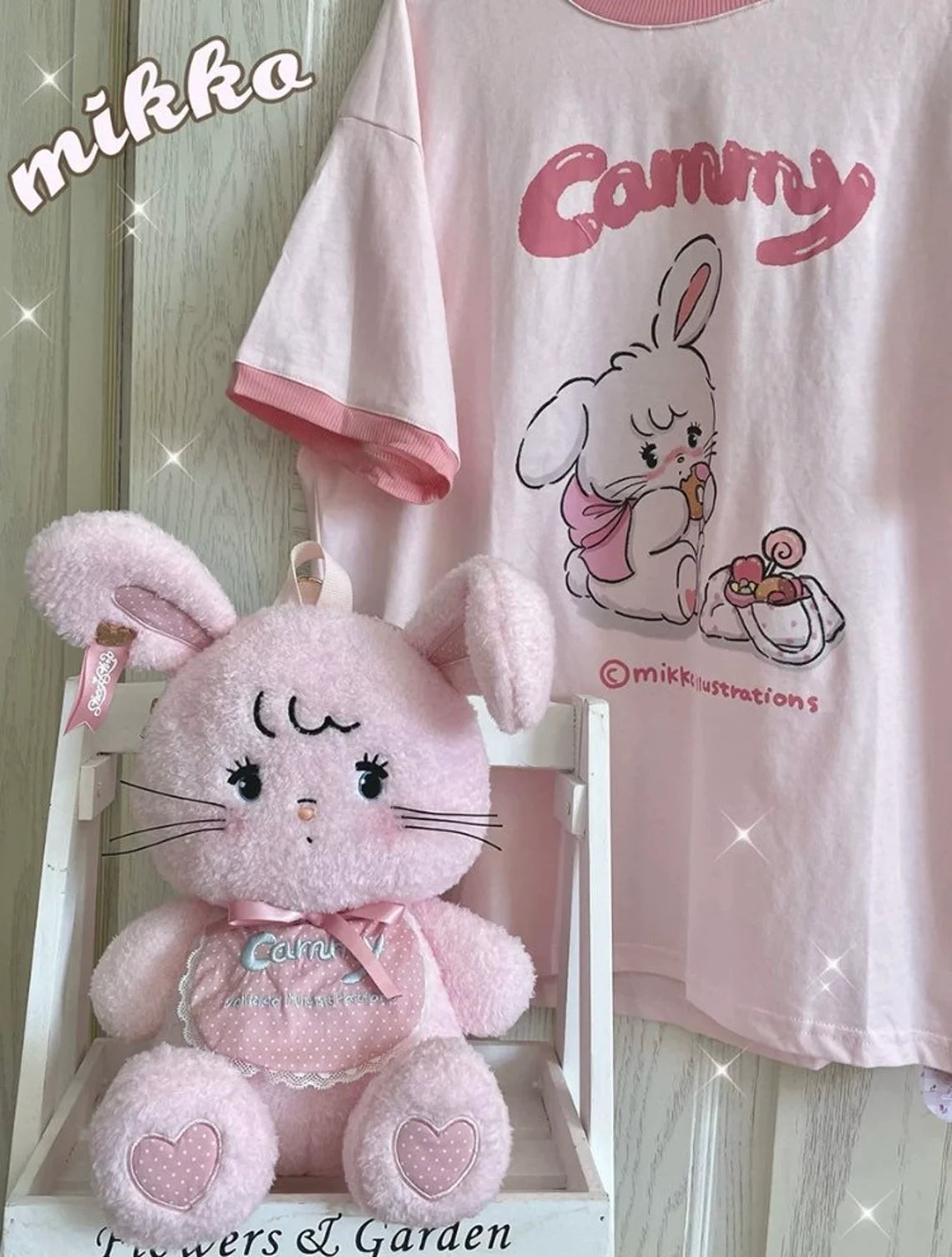 Mikko illustration Big Plush Doll Backpack 2ways Bag Bear Latte Dog Souffie Kitten Mousse Rabbit Cammy KawaiiGiftLand