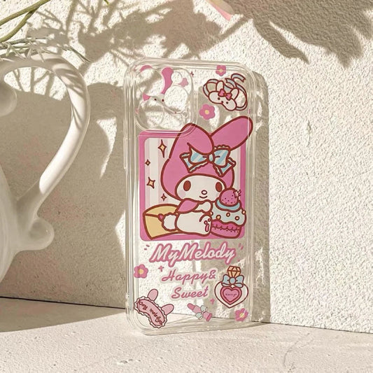 Japanese Cartoon My Melody Happy & Sweet iPhone Case 6 7 8 PLUS SE2 XS XR X 11 12 13 14 15 16 Pro Promax 12mini 13mini KawaiiGiftLand