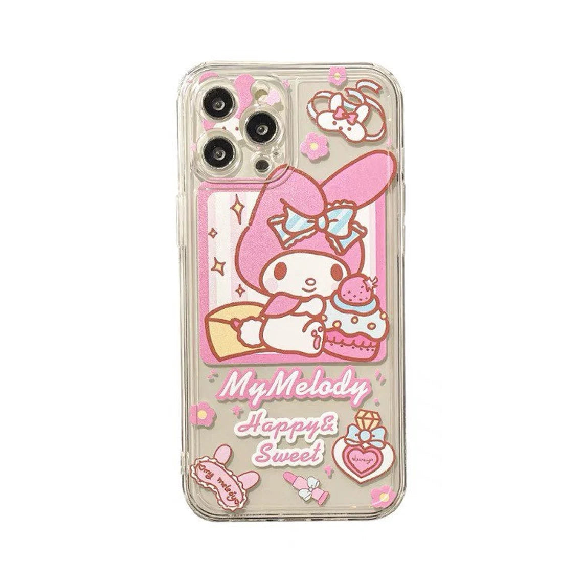 Japanese Cartoon My Melody Happy & Sweet iPhone Case 6 7 8 PLUS SE2 XS XR X 11 12 13 14 15 16 Pro Promax 12mini 13mini KawaiiGiftLand