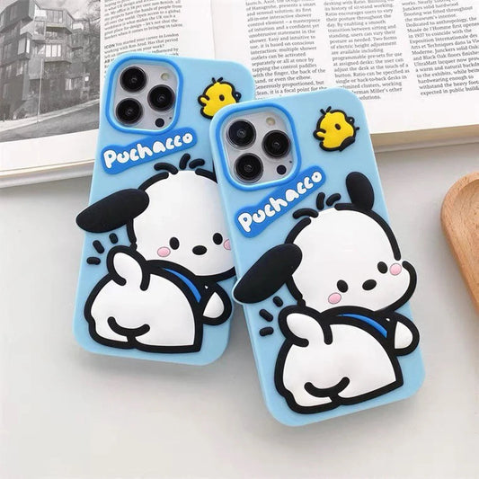 Japanese Cartoon Big PC Blue Soft iPhone Case XS XR X 11 12 13 14 15 Pro Promax KawaiiGiftLand