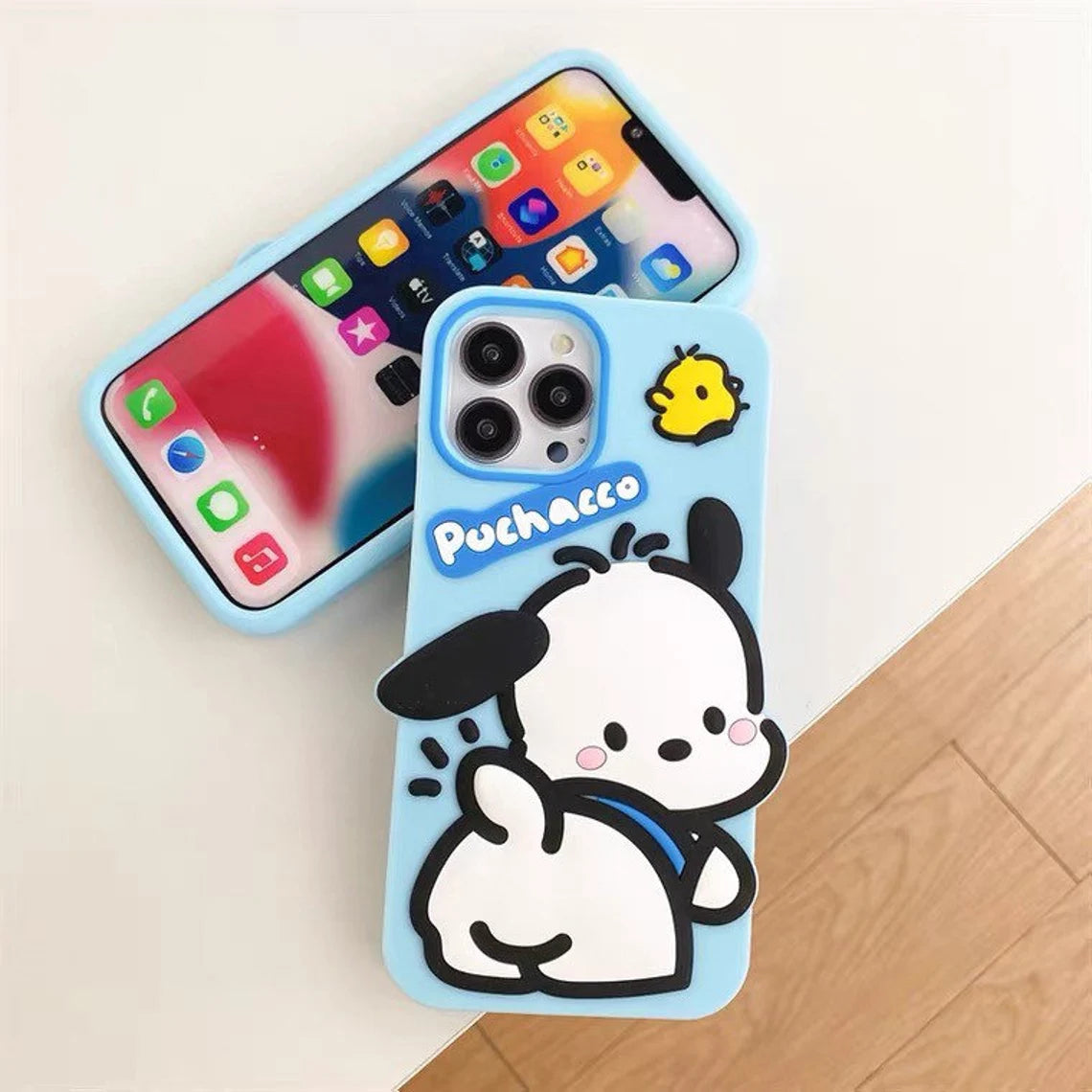 Japanese Cartoon Big PC Blue Soft iPhone Case XS XR X 11 12 13 14 15 Pro Promax KawaiiGiftLand