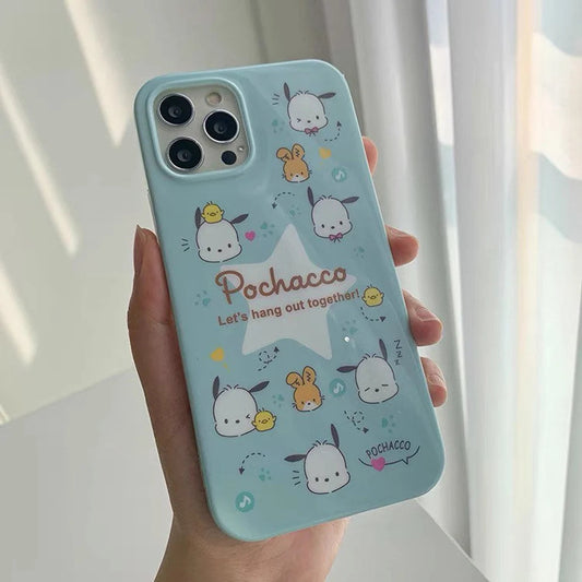 Japanese Cartoon Cute PC Star Blue and PC with Friends Mint Soft iPhone Case 11 12 13 14 15 Pro Promax KawaiiGiftLand
