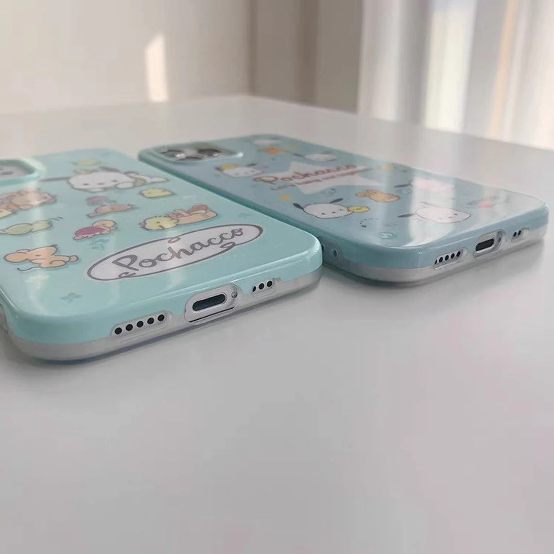 Japanese Cartoon Cute PC Star Blue and PC with Friends Mint Soft iPhone Case 11 12 13 14 15 Pro Promax KawaiiGiftLand