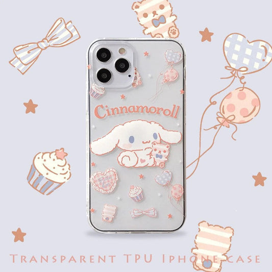 Japanese Cartoon PN with Friends CN with Teddy iPhone Case Kawaii Lovely Cute Lolita iPhone 6 7 8 PLUS SE2 XS XR 11 12 13 14 15 Pro Promax 12mini 13mini KawaiiGiftLand