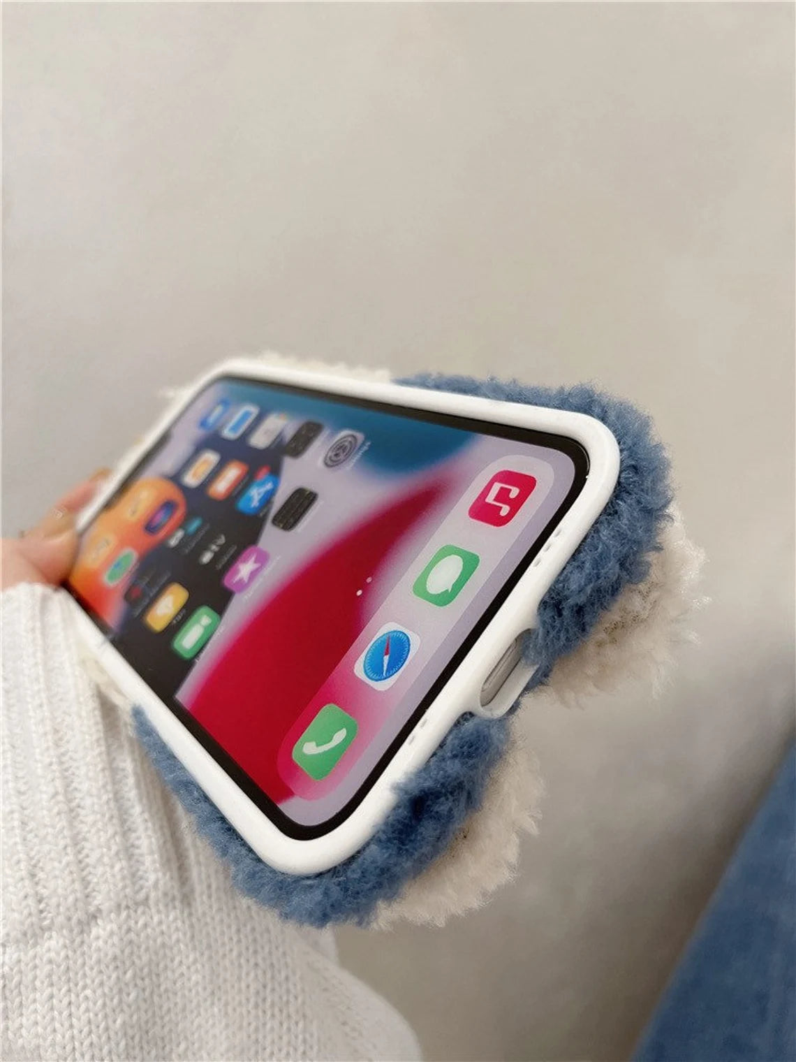 Korea Style Plush Apple Cheek Cute Dog Doggie Fluffy iPhone Case 11 12 13 14 Pro Promax KawaiiGiftLand