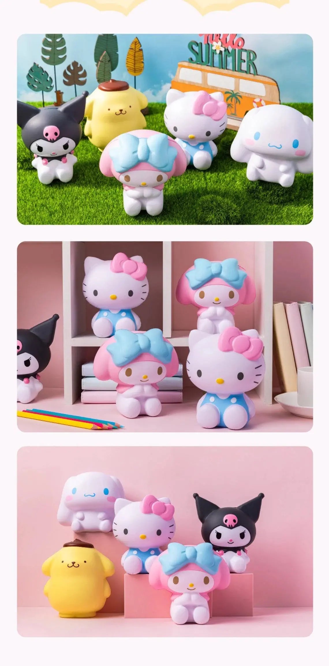 Sanrio Stress Relief PU Toys Hello Kitty My Melody Kuromi Cinnamoroll Pompompurin Toy Collections