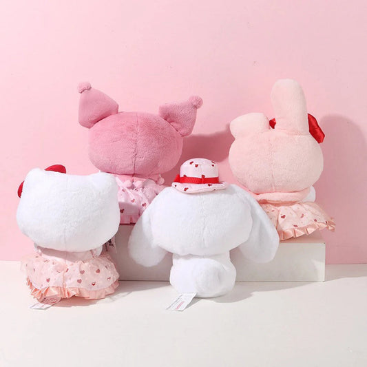 Sanrio Give Heart to you Valentines Hello Kitty My Melody Kuromi Cinnamoroll Plush Doll KawaiiGiftLand