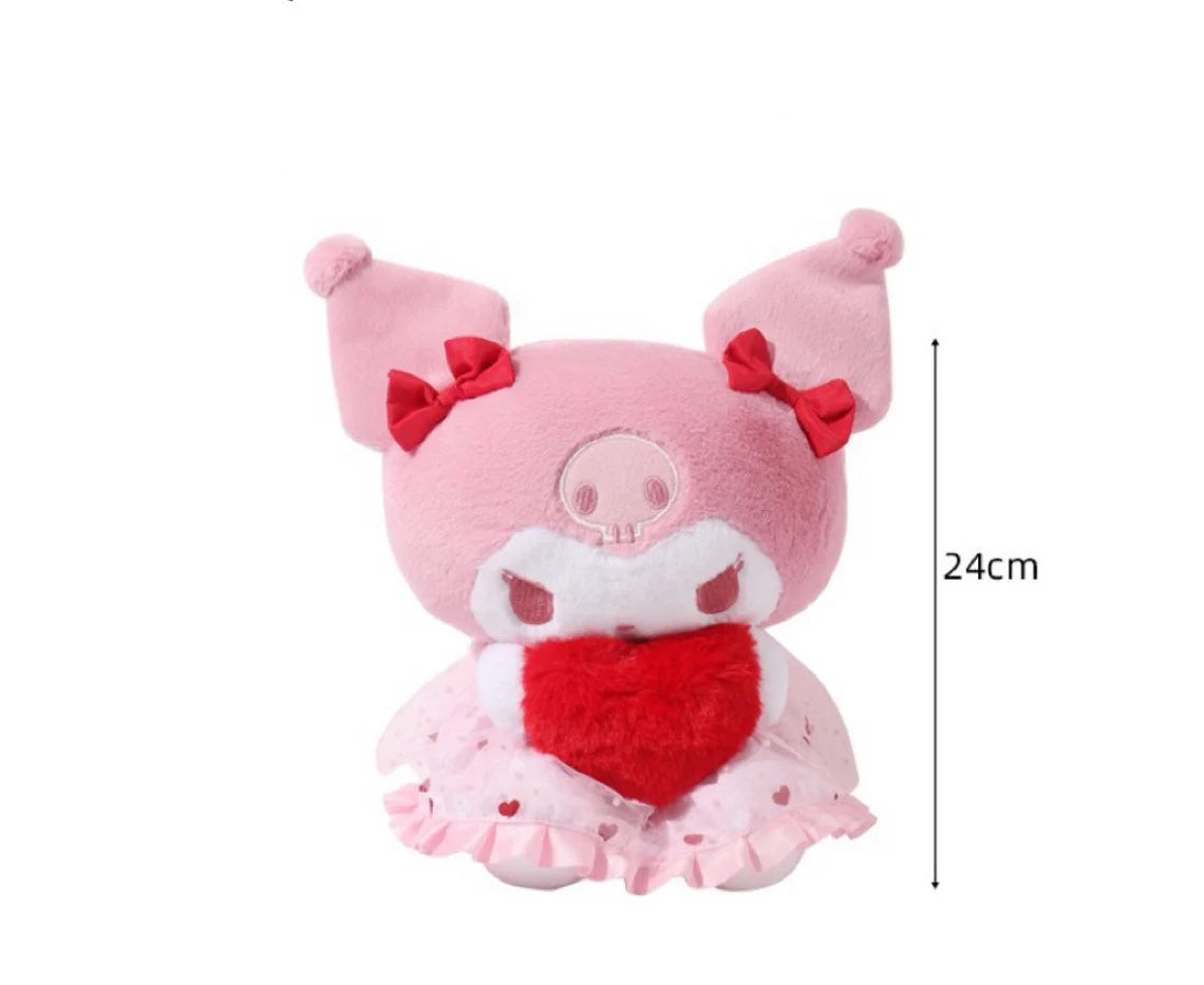 Sanrio Give Heart to you Valentines Hello Kitty My Melody Kuromi Cinnamoroll Plush Doll KawaiiGiftLand