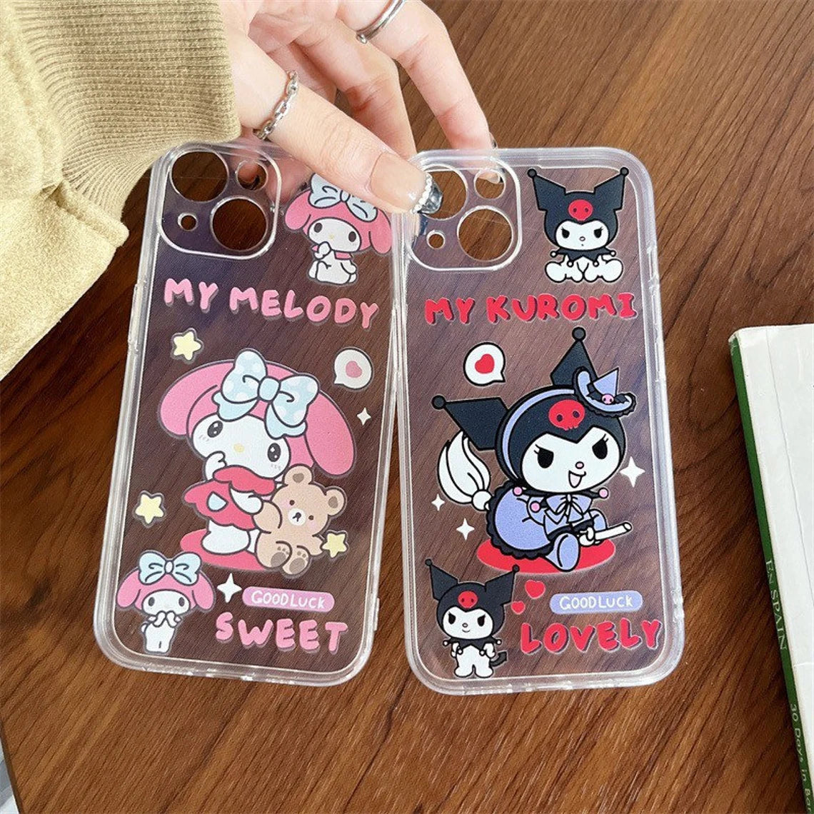 Japanese Cartoon Good Luck My Melody Kuromi Cinnamoroll Pompompurin Pochacco iPhone Case 6 7 8 PLUS SE2 XS XR X 11 12 13 14 15 16 Pro Promax 12mini 13mini KawaiiGiftLand