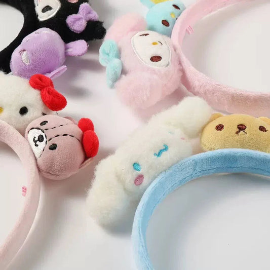 Sanrio Hello Kitty My Melody Kuromi Cinnamoroll with friends Plush Head Headband and Hair Accessory Outfits KawaiiGiftLand