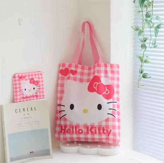 Tote Bag with Pouch Pocket Hello Kitty My Melody Little Twin Stars Cinnamoroll Pompompurin KawaiiGiftLand
