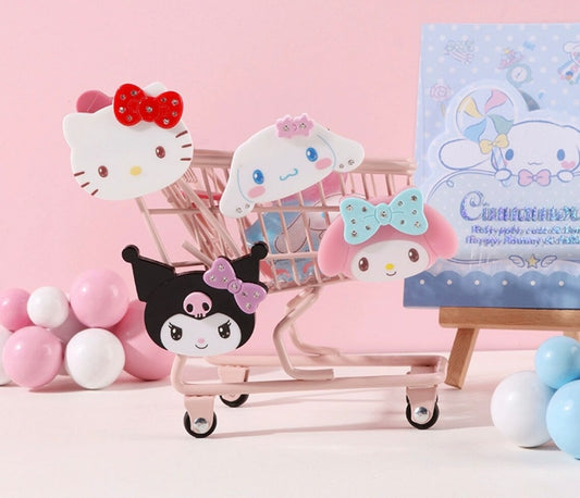 Sanrio Big Head Bling Bling Hair Clip Hello Kitty My Melody Cinnamoroll KawaiiGiftLand