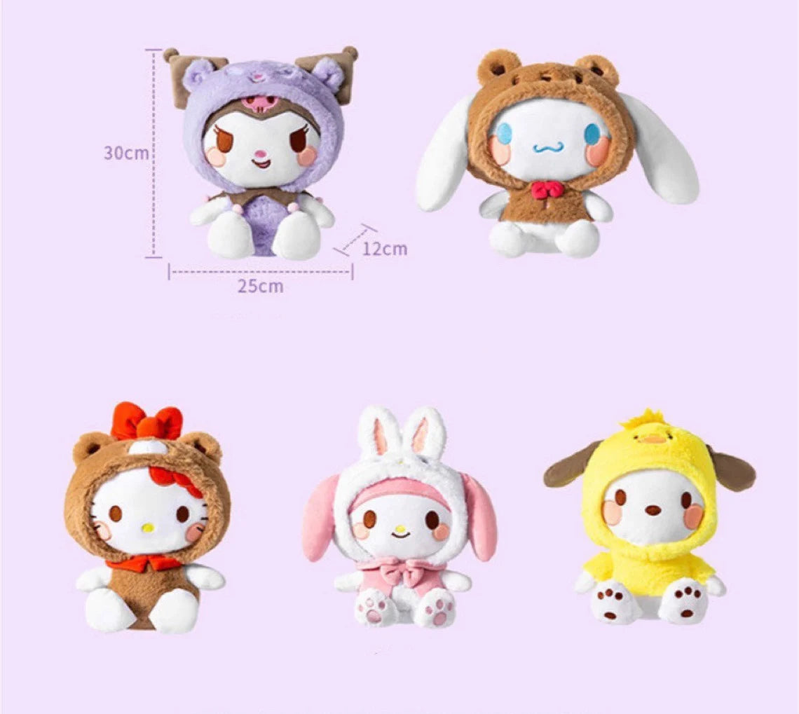 Sanrio Hello Kitty My Melody Kuromi Cinnamoroll Pochacco Cross Dressing Big Plush Doll KawaiiGiftLand