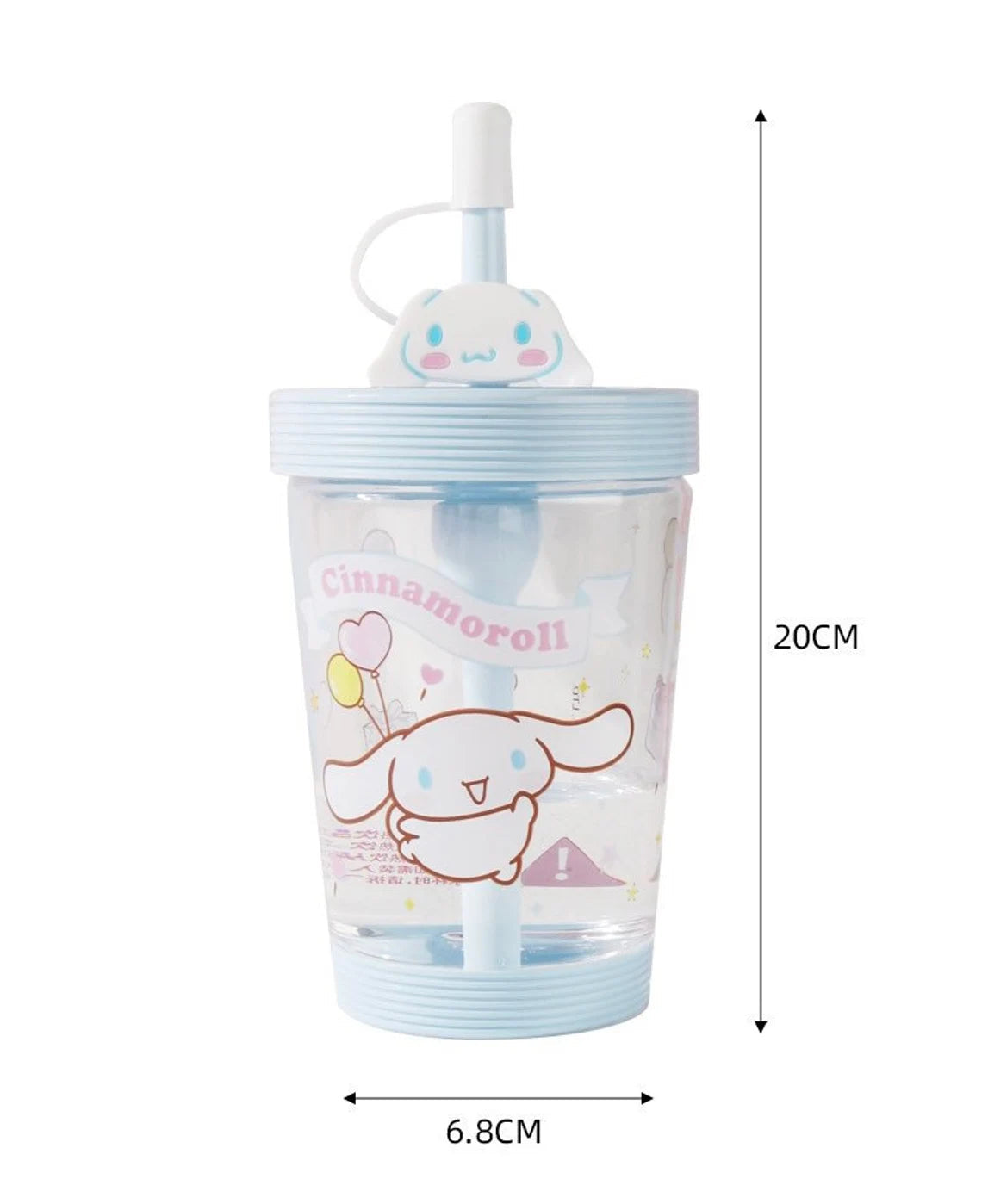 Sanrio Big Head My Melody Kuromi Cinnamoroll Pompompurin Plastic Water Bottle with Straw for Cool Drink Lovely Cup KawaiiGiftLand