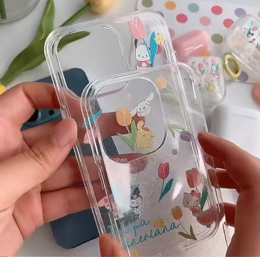 Japanese Cartoon Tulips with KT MM KU CN PN PC iPhone Case 6 7 8 PLUS SE2 XS XR X 11 12 13 14 Pro Promax 12mini 13mini KawaiiGiftLand