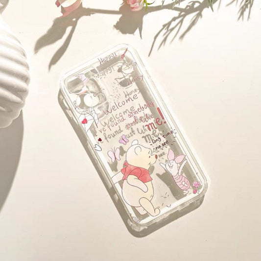 Cute Honey Bear Winnie and Pig Style iPhone Case 6 7 8 PLUS SE2 XS XR X 11 12 13 14 15 16 Pro Promax 12mini 13mini KawaiiGiftLand