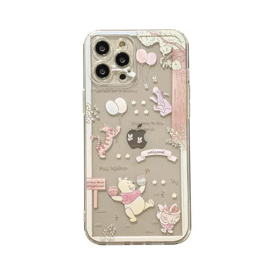 Cute Honey Bear Winnie with Friends Party Style iPhone Case 6 7 8 PLUS SE2 XS XR X 11 12 13 14 15 16 Pro Promax 12mini 13mini KawaiiGiftLand