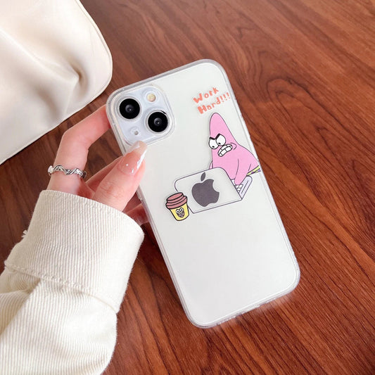 Cartoon Design Pink Yellow Sea Monster Sponge Star Working iPhone Case 6 7 8 PLUS SE2 XS XR X 11 12 13 14 15 16 Pro Promax 12mini 13mini KawaiiGiftLand