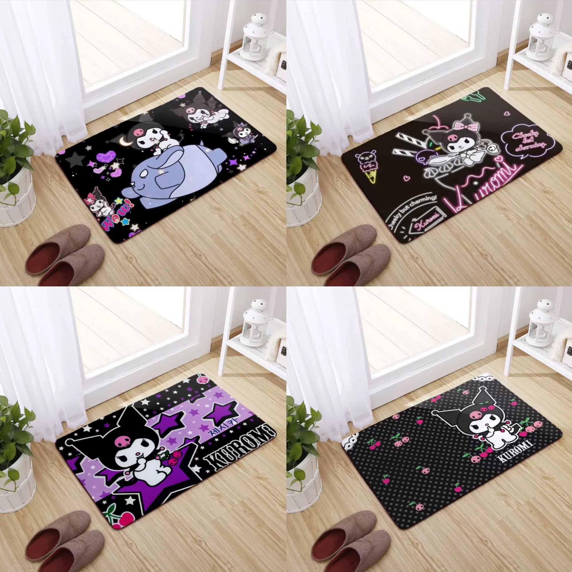 Japanese Cartoon Kuromi Soft Floor Mat | Black - Kawaii Room Decoration items Cute Things
