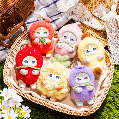 Japan Mofusand Kiramekko Fruity Kittens Series | Mofusand Cute Plush Doll with Plastic Face Keychain - Kawaii items Room Decoration Doll Mystery Box