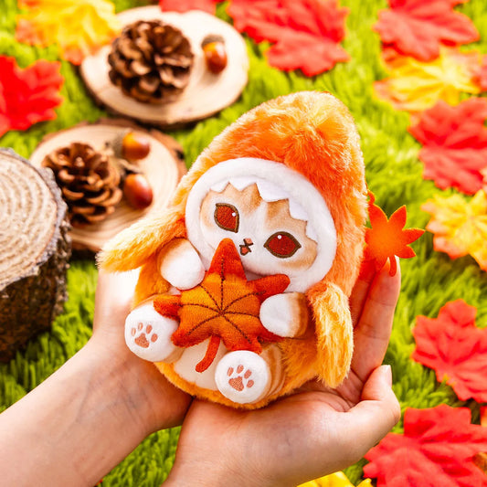 Japan Mofusand Autumn Leave Series | Mofusand Cat in Shark Costume Mascot Plush Doll Keychain - Kawaii items Room Decoration Doll