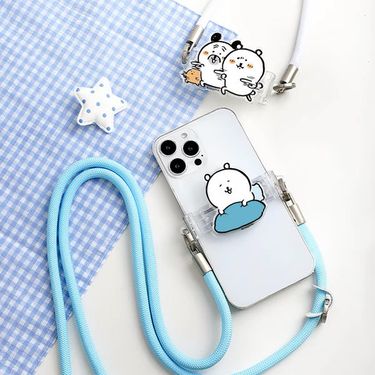 Joke Bear with friends Phone Back Clip with Phone Lanyard | Joker Bear Pug Moguracorokke - for All Smart Phones