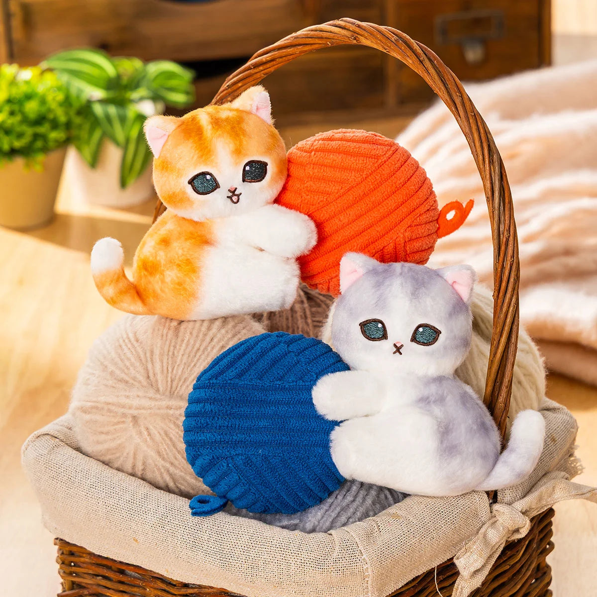 Japan Mofusand | Mofusand Cat with Yarn Measuring Tape Plush Doll - Kawaii items Room Decoration Doll
