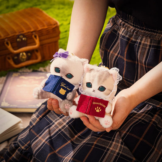 Japan Mofusand Antique Reading Series | Mofusand Cat with Book Cute Mascot Plush Doll Keychain - Kawaii items Room Decoration Doll