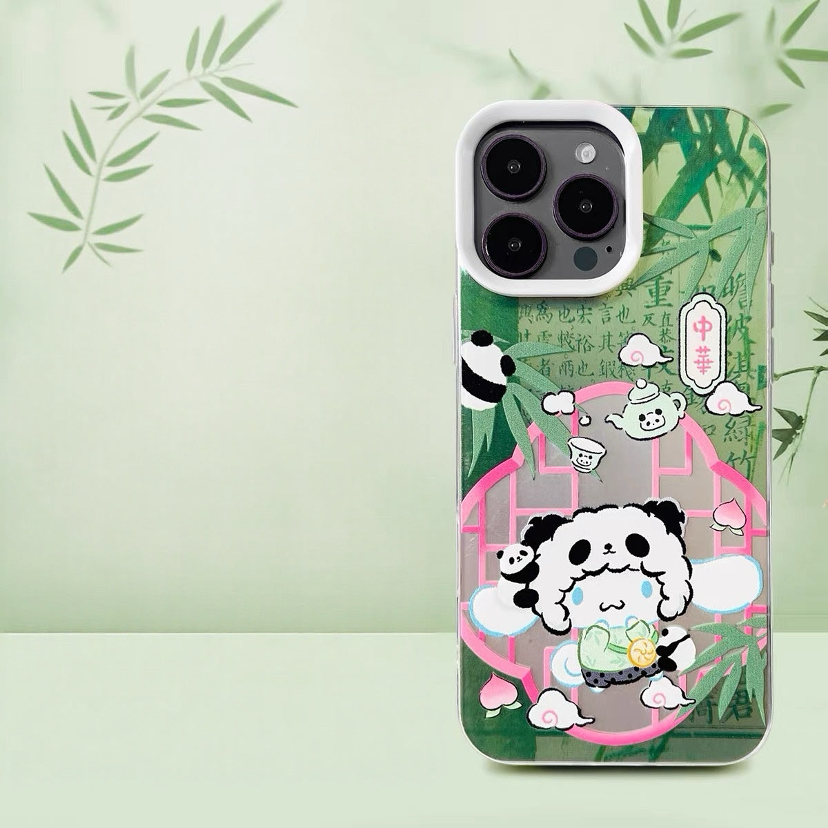 Japanese Cartoon Sanrio Become Panda Laser Case | Hello Kitty My Melody Kuromi Cinnamoroll Pompompurin Hangyodon 6 Styles - iPhone Case 11 12 13 14 15 16 16e 17 17e Pro Promax