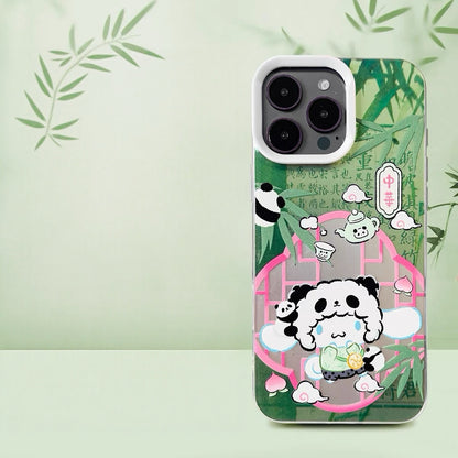Japanese Cartoon Sanrio Become Panda Laser Case | Hello Kitty My Melody Kuromi Cinnamoroll Pompompurin Hangyodon 6 Styles - iPhone Case 11 12 13 14 15 16 16e 17 17e Pro Promax