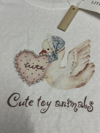 Korean Fashion Cute Animals Style T-Shirt Series | Vintage Pearl Dove - Kawaii Fashion Items