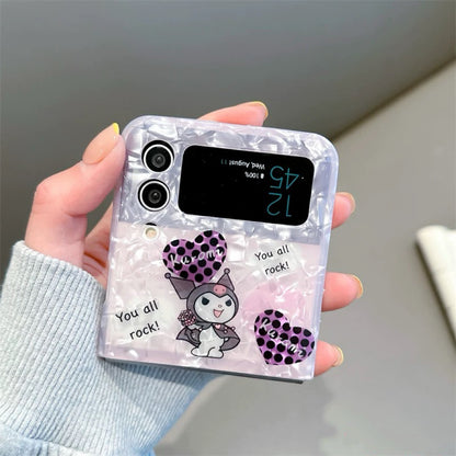 Japanese Cartoon | Pearl Kuromi - Phone Case Samsung Galaxy Z Flip 3 4 5 W23 Filp