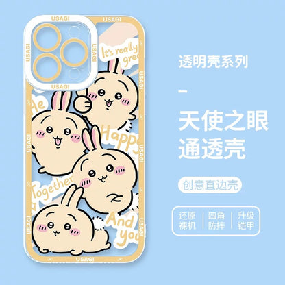 Japanese Cartoon Chiikawa Happy Enjoy Day Version | Chiikawa Hachiware Usagi Momonga Kurimanju - iPhone Case PLUS SE2 XS XR X 11 12 13 14 15 16 16e 17 17e Pro Promax 12mini 13mini